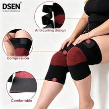 RPPR 2pcs/1 Pair Upgraded Anti-Curl Large Knee Pads, With Extended Straps, High Elasticity Compression Knee Sleeves, Unisex, Plus Size Knee Support, Suitable For Daily Life, Running, Fitness, Black & Red Color, Fits Weight 40-110kg/88-242lbs - Multicolor - View 4