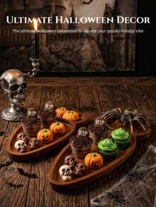 Serving Tray, Plate, Kitchen Utensils, Wooden Tray, Tray, Can Be Used As Dessert Plate, Bread Plate, Cheese Plate, Fruit Plate, Snack Plate, Service Plate, Also Suitable For Restaurant Plating, Home Decor, Suitable For Snacks, Desserts, Afternoon Tea, Fruit And Daily Kitchen Home Use, Divided Design, Classified Storage For Fruit And Snacks, Portable Handle, Home Living Room Coffee Table TV Watching Office Desk Plating, Scratch-Resistant, Wear-Resistant, Home Supplies - View 3