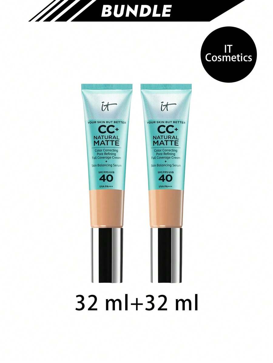 IT Cosmetics [حزمة] كريم أساس طبيعي مطفي CC+ SPF40 متوسط 32 مل * 2 - متوسط - مشاهدة 1