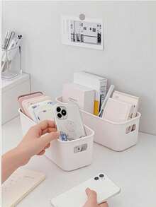 5/8/12 Portable Storage Baskets - Suitable For Office Supplies, Accessories, Cosmetics, Socks, Underwear, Etc. Fashionable And Durable Stackable Storage Boxes - Space-Saving Drawer Organizers, Home Storage Boxes And Storage Containers. - White - View 10