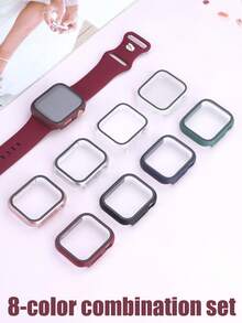 8件組 PC+強化玻璃 2合1 手錶保護殼，相容 40mm、41mm、42mm、44mm、45mm、46mm、49mm 機型，時尚運動休閒風，防震耐用，觸控靈敏，易於佩戴，相容 Series Ultra/12/11/10/9/8/4/6/5/4/SE，適用男款與女款 手錶殼 - 多色套裝8 - 查看 4