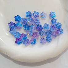 52pcs Golden Sprinkled Line Pattern Five-Pointed Star Acrylic Through-Hole Loose Beads For DIY Bracelet Phone Charm Keychain Craft Supplies - Multicolor - View 17
