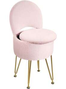 Taburete con Almacenamiento y Respaldo Plegable, 15.7 x 15.7 x 19.5 Pulgadas, otomana Suave de Piel sintética para Adultos, 4 Patas de Metal con pies Antideslizantes, Asiento Acolchado - Rosa - Ver 1