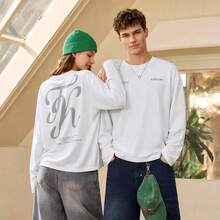 Whitmere Men's Shirt, Urban Casual Letter Graphic, Long Relaxed Fit, Spring Summer - White - View 2