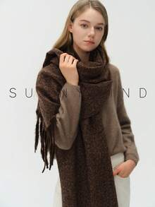 1pc Women's Solid Color Polyester Soft Skin-Friendly Warm Scarf For Daily Use - Camel - View 3