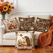 4 Stück einseitig bedruckte Kissenbezüge/Kissenbezüge mit Herbstwald-Tiermuster, Multi-Szenario-Atmosphären-Dekoration Kissenbezüge geeignet für Wohnzimmer, Sofa, Schlafzimmer, Kissenfüllungen nicht enthalten - Verschiedenfarbig - Übersicht 9