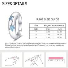 Vectoflux S925 Sterling Silver Minimalist Star Ring Classic Engagement Wedding Jewelry - Baby Blue - View 4