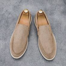 Luxury Men's Slip-On Penny Loafers Solid Color Faux Suede Fabric Casual Shoes - Khaki - View 9