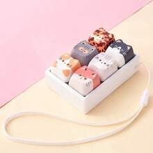 1pc Cat DIY Keyboard Keycap Keychain Accessory, Creative Keycap Pendant Charm, Portable Decorative Key Ring For Backpack, Handbag - Multicolor - View 5