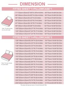 HONEYMOON 2/3件格紋印花彈性床單，透氣床墊保護套，適用單人/雙人/加大/特大床，9-12英吋/25公分深口袋，防皺可機洗，適合家庭與學校宿舍 - 彩色 - 查看 3