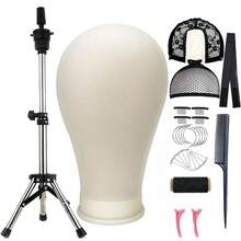 22 Inch Canvas Mannequin Head, Professional Mannequin Canvas Head With Stand For Making Display, Canvas Block Head With Adjustable Wig Head Stand For Hair Styling Practice Display - View 10