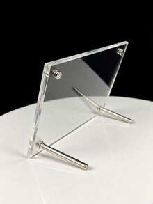 1pc Elegant Silver Metal Floating Glass Photo Frame, 4x6/5x7/6x8 Inch Transparent Double-Sided Picture Frame With Stand, Minimalist Curved Transparent Desktop Display Frame, Suitable For Portrait Art, Wedding Photos, Modern Home Office Desk Decor, Ideal Holiday Gift And Wall Photo Frame Accessory - A - View 20