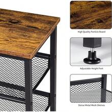 Zapatero de 5 niveles, banco de entrada de almacenamiento industrial con estantes de malla, asiento de madera, estantes largos de almacenamiento para entrada, pasillo, sala de estar, dormitorio - Negro - Ver 2