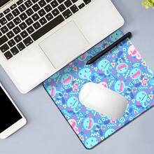 Cute Blue Cartoon Character Square Mouse Pad, Fun Graffiti Geometric Art Pattern, Eye-Catching Desktop Decoration Protective Pad, Rubber Non-Slip Locked Edge Office Pad, Compact Size, Suitable For Laptop, Desktop Computer Gaming, Office And Daily Use - View 3