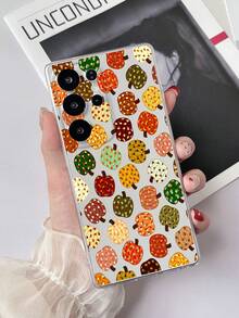 1pc Transparent TPU Shockproof Colorful Polka Dot Pumpkin Pattern Phone Case Compatible With Samsung Galaxy S23 Ultra/A14/A24 Android Phones Note 12 Pro/Pixel 8/8 Pro/9 Pro XL Android Phones - Multicolor - View 1