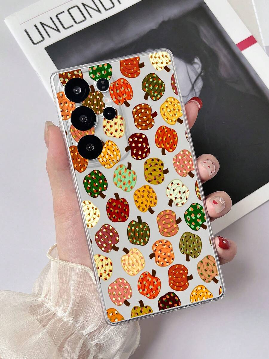 1pc Transparent TPU Shockproof Colorful Polka Dot Pumpkin Pattern Phone Case Compatible With Samsung Galaxy S23 Ultra/A14/A24 Android Phones Note 12 Pro/Pixel 8/8 Pro/9 Pro XL Android Phones - Multicolor - View 1