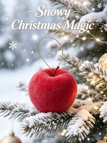 Christmas Decor Apple Ornament, Faux Fruit Hanging Ornament, Christmas Tree Hanging Decor, Tabletop & Window Home Decoration, Holiday Party & Gift Box Decor - Multi-color - View 3