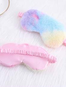 Tie-Dye Gradient Plush Sleep Mask, Soft Light-Blocking Eye Mask, Suitable For Napping, Travel, Home Sleep - A - View 8