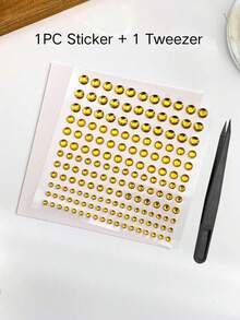 1pc Assorted Size Round Rhinestone Face Stickers, Pink Gold Dual-Color Acrylic Glitter Gems With Self-Adhesive Backing, Facial & Eye Decoration Stickers With Exclusive Tweezers - Multicolor - View 7
