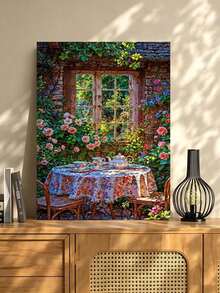 طاولة شاي نافذة الحديقة DIY (بدون إطار أو بإطار 8x12 / 16x20 بوصة) مجموعة الرسم بالأرقام (أكريليك) الفنون والحرف اليدوية للمبتدئين البالغين، ديكور جدران المنزل، وهدايا العطلات - أطقم - مشاهدة 3