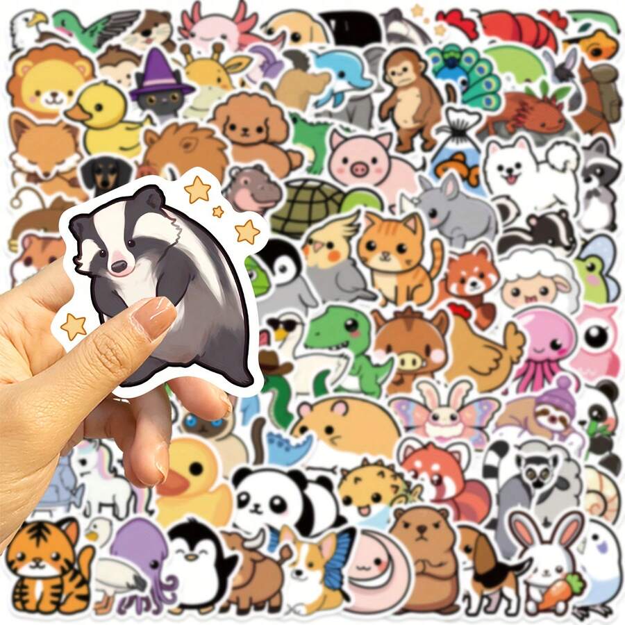 somoving 100pcs Stiker Hewan Babi Burung Capybara Stiker Estetik untuk Laptop Skateboard Koper Stiker Dekoratif - MultiWarna - View 1