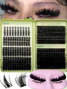 Fengxiu Eyelash 1 Box/2 Boxes 480pcs Mixed Eyelash Extension Set 10-16mm Mixed DD Curl Natural Charming Soft Comfortable Long-Lasting Individual False Eyelashes DIY Curly Cartoon Style Dense Cluster Eyelash Extension Set - View 15