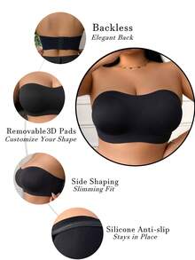 2 buah Bra Tanpa Tali untuk Wanita Ukuran Plus, Bra Penyangga Tanpa Tali, Bra Tanpa Jahitan Anti Selip, Bra Penyangga Kuat dengan Kait Belakang, Bra dengan Cup Nyaman, Cocok untuk Dipadukan dengan Gaun - MultiWarna - View 6