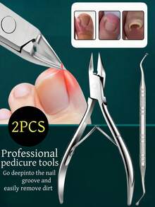 2pcs Nail Clipper & Nail Scissors Set, Thick Nail/Ingrown Nail Pliers, Foot Trimming Pliers, Grooved Embedded Nail Clipper, Straight Edge Toenail Clipper - Multicolor - View 11