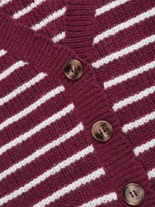 Aflion Women's Summer Autumn Striped Knit Vest, V-Neck Front Button Sleeveless Cropped Sweater Vest - Burgundy - View 4