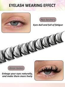 Asiteo 80pcs D Curl Rabbit Ear Eyelash Clusters Series: 8-16mm Shiny Manga Style Faux Mink False Eyelashes, Fine Single Cluster Eyelash Extensions, Anime Fairy Style Eyelash Clusters - D - View 3