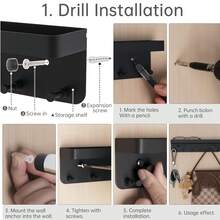 1pc Wall-Mounted Key Rack, Strong Adhesive Key Holder With 6 Hooks, Kitchen Storage Rack, Bathroom Organizer, Multifunctional Space Saving Wall Hanger For Keys, Clothes, Umbrella, Hallway Entryway Decor, Easy Install (Black, White) - Multicolor - View 6