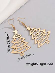 1 Pair Fashionable Creative Versatile Niche Design Hollow Christmas Tree Earrings Suitable For Women's Daily Wear - Gold - View 5