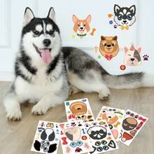somoving 6/12pcs Cartoon Dog Stickers, Children's DIY Dress-Up Stickers, Holiday Party Gift Bag Fillers, Classroom Craft Stickers - Multicolor - View 4