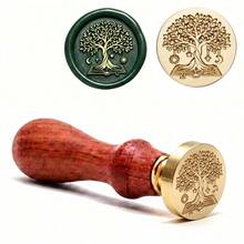 1 Set Tree Of Life Pattern Wax Seal Stamp With Wooden Handle + 2.5cm Stamp Head, Suitable For Weddings And Personalized Gifts, Envelope Sealing, Gift Packaging, Invitation Personalized Wax Seal - Tree Of Life Series Stamp + Handle - View 4