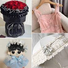 5 Yards 2.5cm Satin Pleated Ruffle Lace, Red Lotus Leaf Pleated Ribbon, Handmade DIY Lolita Headpiece Doll Dress Clothing Accessories Decorative Trim, Home Fabric Decoration Lace Trim - Red - View 4