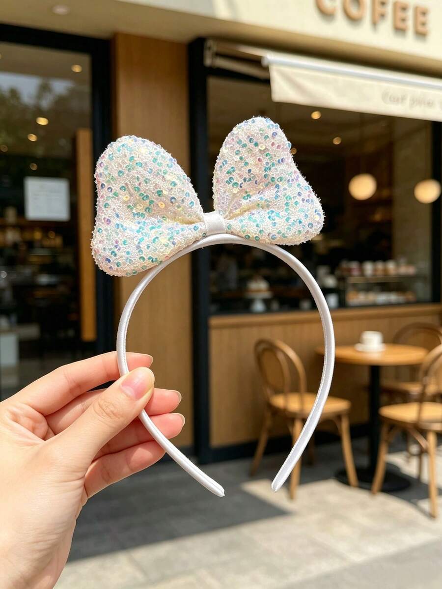 1pc Beige 3D Large Bow Headband, Minimalist Style Hair Accessory For Daily Wear