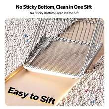 1pc 2 In 1 Mesh Grid Stainless Steel Cat Litter Scoop - Speed Sifter, Non-Stick, Heavy Duty Metal, Multifunctional Pet Litter Cleaning Tool, Pet Supplies - Multicolor - View 3
