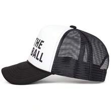 قبعة بيسبول رجالية HIT THE DANG BALL بطبعة حروف، قبعة شاحنة عصرية، قبعة شبكية كاجوال للحماية من الشمس للسفر في الربيع/الخريف وإجازة الشاطئ، 1 قطعة - متعدد الألوان - مشاهدة 6