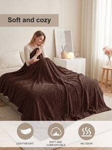 1pc Chocolate Brown Sofa Blanket, Comfortable & Warm, Super Skin-Friendly & Breathable, Lightweight & Soft, Minimalist Fashion Design, All-Around Comfort, Suitable For Travel, Nap Blanket, Multiple Sizes Available, Machine Washable - Chocolate Brown - View 7