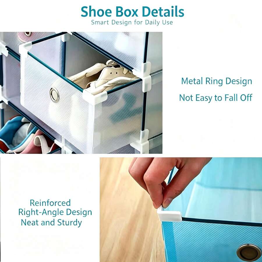 1pc Super Reinforced Shoe Storage Box, Extra Frame Reinforced Design, Easy‑To‑Assemble Stackable Shoe Organizer, Space‑Saving Transparent Plastic Shoe Cabinet Storage Box For Entryway & Bedroom - Multicolor - View 1