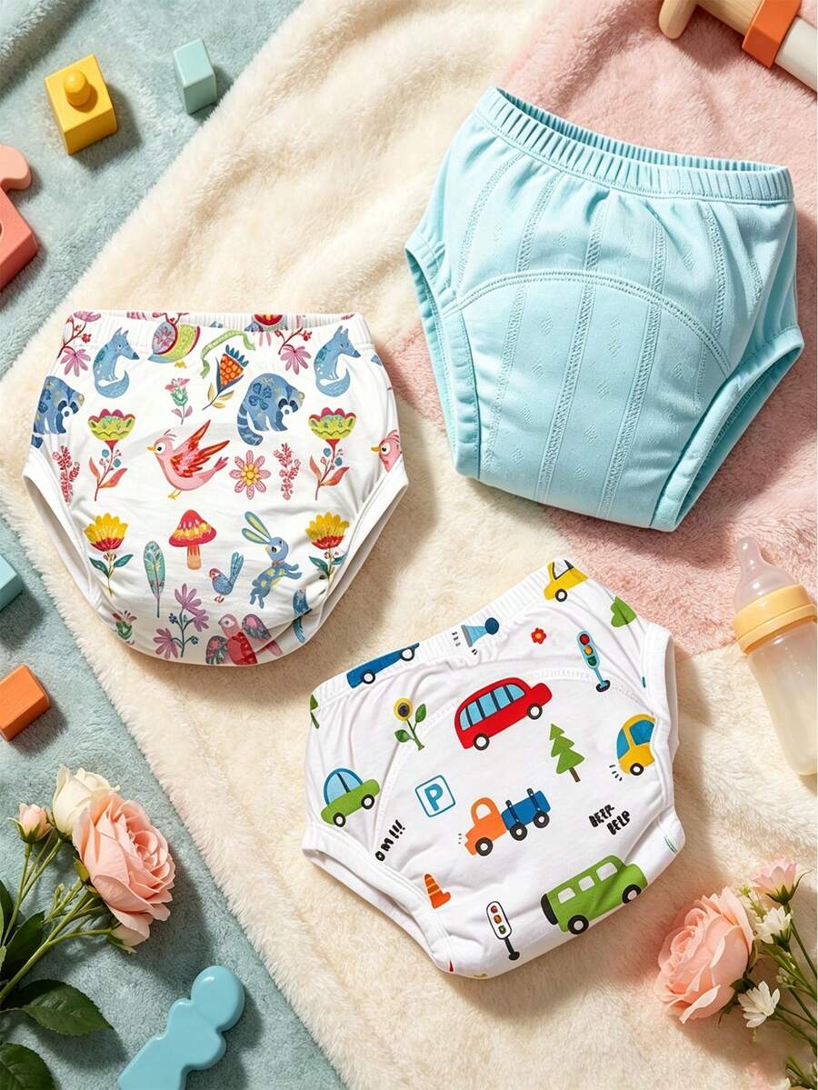 Toddler Potty Training Underwear Car Space Fruit Vegetable Animal Print Baby Toilet Training Shorts - Multicolor - View 1