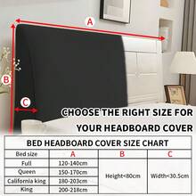 DUJUIKE King Size Velvet Headboard Cover, Elastic Headboard Protector Suitable For King/Double Bed, White Headboard Cover - Black - View 3