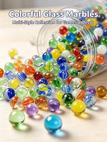30/60/100pcs 1.6cm Colorful Transparent Glass Beads, Bouncy Marbles - Multicolor - View 1
