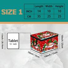 Multi-Size, Multi-Pattern Christmas Santa Claus Corgi Floral Bow Print Foldable Storage Box With Zipper Handle, Upgraded Fabric Large Capacity Storage Bin For Wardrobe, Dorm, Under Bed, Clothes, Bedding, Toys, Miscellaneous Items, Home Organization And Moving - Multi-color - View 15