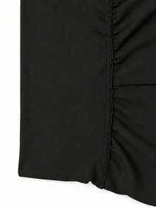 Solid Color High Waist Capri Casual Leggings, Hot Girl Style Sporty Home Wear Versatile Commute Trousers Black Summer - Black - View 6