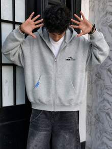 1 buah Jaket Berkerudung Kasual Modis Serbaguna untuk Anak Laki-laki Remaja, Musim Gugur/Dingin - Grey - View 8