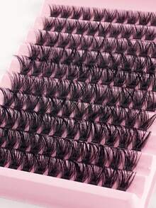 120pcs LC07 8-16mm Mixed Color 10-Row Large Capacity Tower-Shaped False Eyelashes, Natural & Voluminous, Suitable For Photography And Manga Makeup DIY, Eyelash Clusters, Individual False Eyelashes, False Eyelashes - DD - View 3