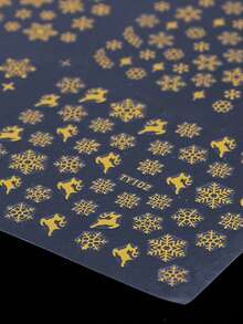 3D Gold Snowflake Christmas Nail Stickers 1 Sheet 12 Different Snowflake Designs Metal Gold Snowflake Nail Decals Winter Christmas Self-Adhesive Nail Art Decoration Home DIY Easy To Use - Gold - View 8