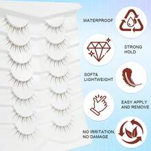7 Pairs Brown False Eyelashes, Natural Effect, Transparent Lash Root, Lash Extension, Suitable For Daily Use - Brown - View 3