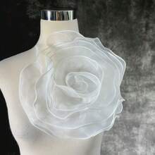 28CM Oversized Vintage Tulle Rose Brooch, Elegant Large Flower Pin For Wedding Photoshoot, Garment Decor Accessory - Multicolor - View 4